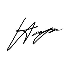 Letter H signature ideas for documents. Vector image with black writing and transparent background.