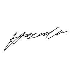 Letter H signature ideas for documents. Vector image with black writing and transparent background.