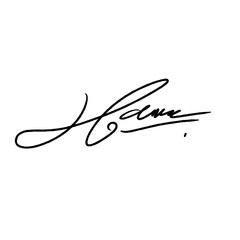 Letter H signature ideas for documents. Vector image with black writing and transparent background.