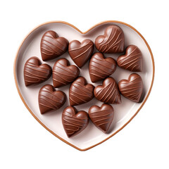 Romantic, beautiful, sweet, chocolate hearts on a plate on a white background. 