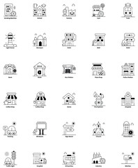 City, elements, icon, urban, skyline, building, architecture, cityscape, modern, downtown, skyscraper, design, vector, graphic, illustration, silhouette, metropolis, symbol, landmark, outline, flat