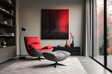 Modern living room with bright accent arm-chair