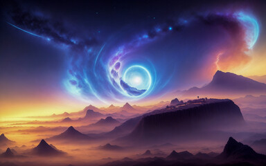 Fototapeta na wymiar space planets abstraction illusion stars nebula burn