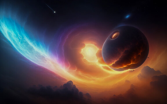 space planets abstraction illusion stars nebula burn © Vitaly