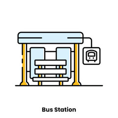 Bus stand, transportation, travel, journey, commute, city life, public transit, waiting area, passenger hub, transit stop, urban mobility, cityscape, minimalistic design, vector illustration, modern
