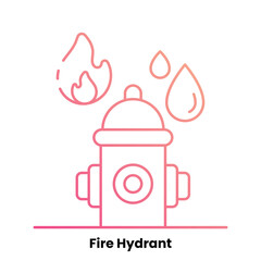 
Fire hydrant, icon, safety, emergency, water source, urban, infrastructure, vector, isolated, red, design, hydrant symbol, illustration, fire department, extinguisher, public, street, hydrant sign