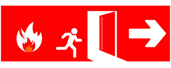 Emergency fire exit sign vector design. - obrazy, fototapety, plakaty