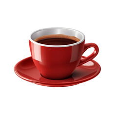 Red coffee cup isolated on transparent background
