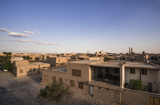 Evening panorama of the ancient city of Khiva in Khorezm