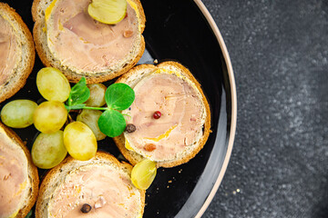 foie gras sandwich fresh delicious fresh goose or duck liver eating cooking appetizer meal food...