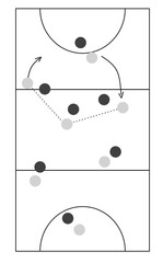 Netball field tactics. vector illustration