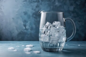 jug water glass filled with ice - Powered by Adobe