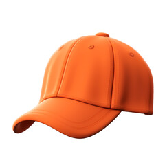 Orange baseball cap isolated on transparent background