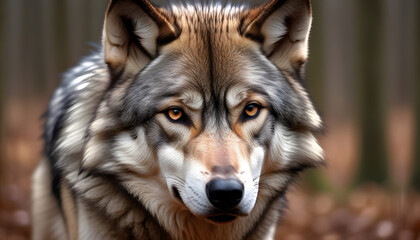 Naklejka na ściany i meble Beautiful eyes of a wild wolf.