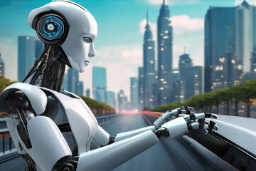 robot umanoide città traffico 