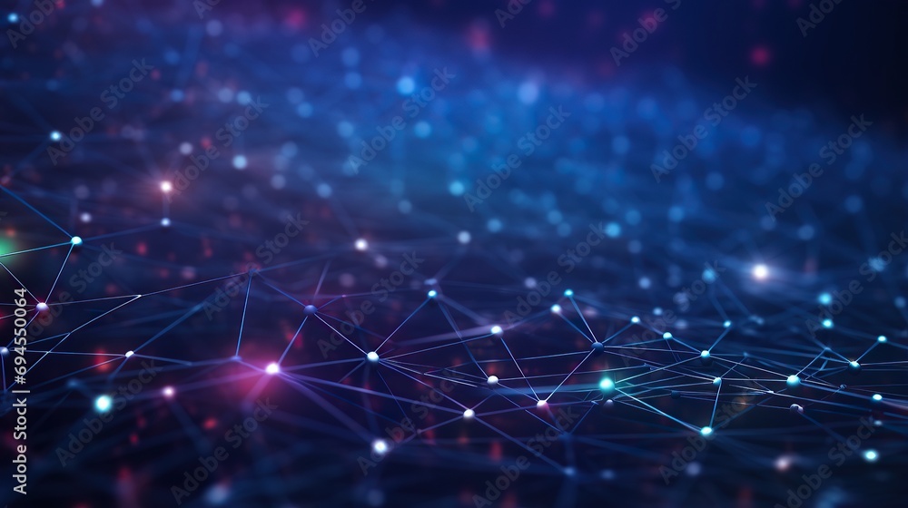 Poster online social network, background 3d illustration. lines and dots connection technology background, 