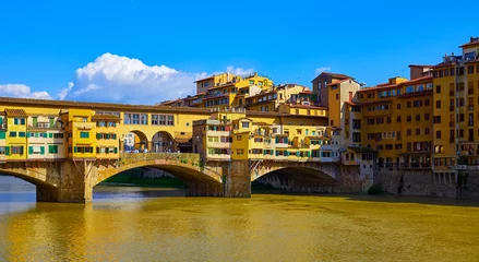Photo sur Plexiglas Ponte Vecchio Florence (Firenze, Italy. Panoramic view to ancient bridge Ponte