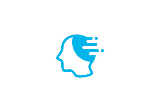 creative mind fast logo design, head tech icon symbol template