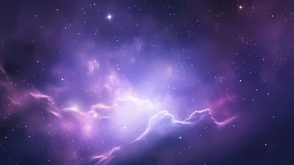 Poster abstract starry Space purple with shining star dust and nebula. Realistic galaxy with milky way and planet background © Didikidiw61447