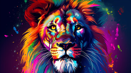 Cosmic Lion Majesty: A Vibrant Artistic Interpretation