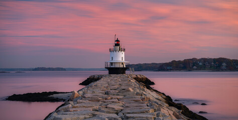 Spring Point Ledge Light at sunet