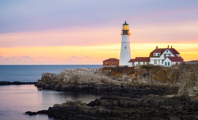 Fototapeta na wymiar Portland Head Lighthouse at sunset