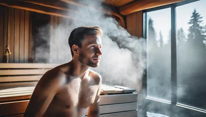 Foto op Canvas uomo nordico in sauna  © franzdell