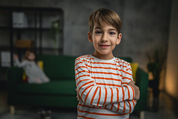 boy caucasian child seven years old kid at home schoolboy portrait