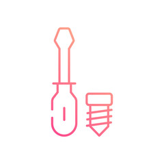 Screwdriver, icon, design, tool, illustration, graphic, vector, symbol, concept, isolated, outline, creative, engineering, construction, industry, equipment, repair, industrial, mechanic, work, flat, 