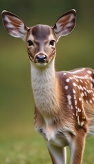 European fallow deer or common fallow deer (Dama dama) fawn portrait; Bavaria, Germany