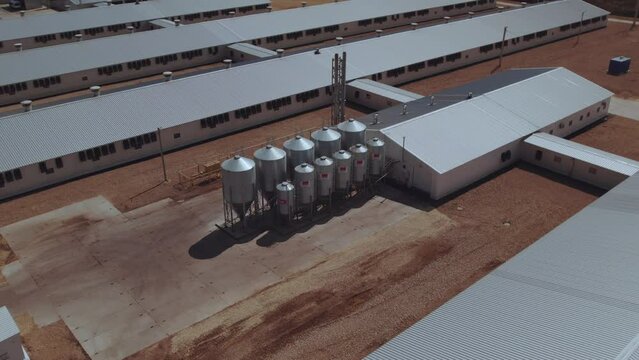 Aerial photography of pigsties, aerial photography of a pig breeding complex, aerial photography of a pig farm