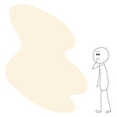 Template with a boy afraid of something. Flat cartoon vector illustration with copy space.