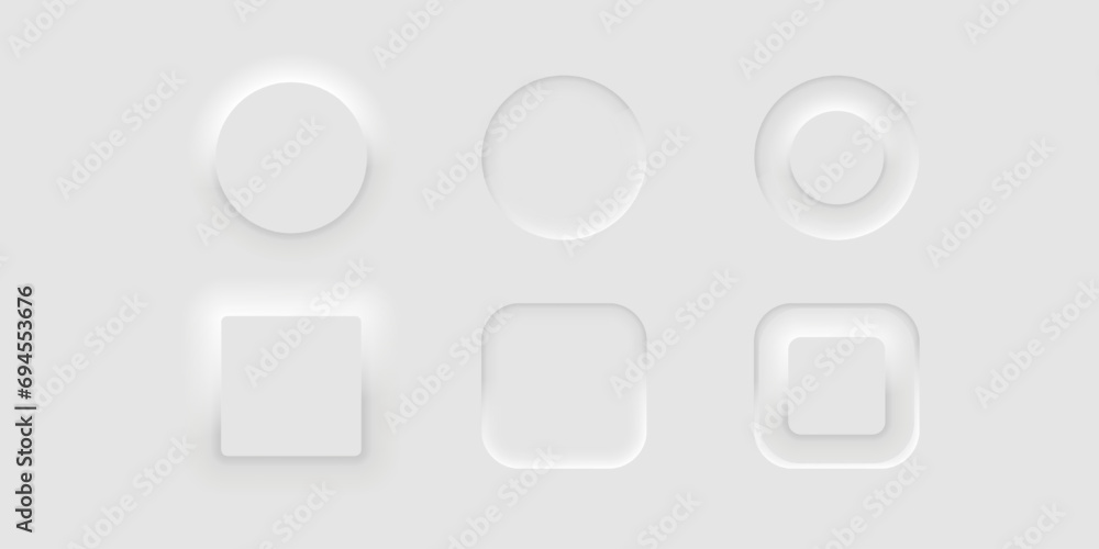 Poster vector buttons with rounded corners. neomorphism design button slider. neomorphism design style. vec