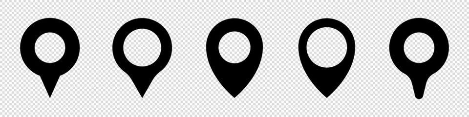 Set of location labels. Map pointer icon, location labels. Set of vector location icon isolated on transparent background. Stock illustration EPS 10