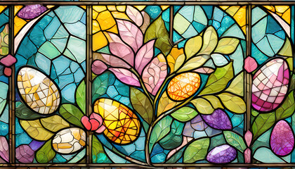 stained glass window, easter, concept, background, artwork, happy, eggs, 