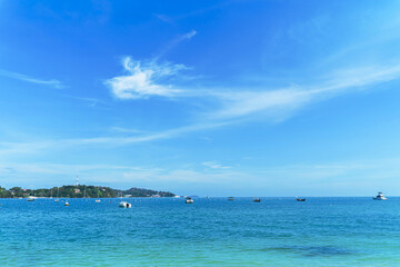 Cloudy Blue sky at sunset. Gradient color. Sky texture, abstract nature background in Patong Phuket Thailand