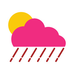Rainy weather flat icon. Weather symbol. Meteorology sign. Flat color design. JPEG illustration. Graph symbol for travel and tourism web site and apps design, logo, app, UI