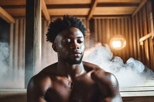 uomo africano in sauna 