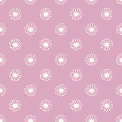 Daisy flower seamless on background illustration. Pretty floral pattern for print. Flat design.