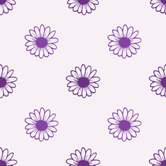 Daisy flower seamless on background illustration. Pretty floral pattern for print. Flat design.