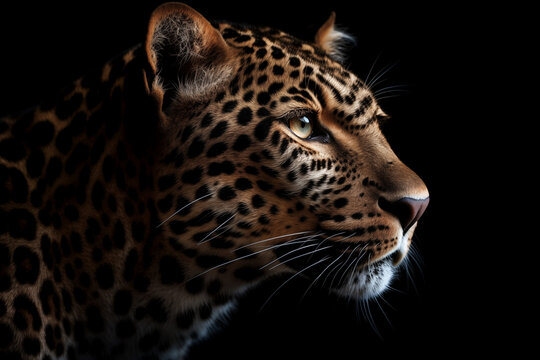 Majestic Panther: Leopard's Intense Portrait Against the Abyss