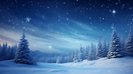 Fototapeta na wymiar Winter wonderland scene, snow-covered trees