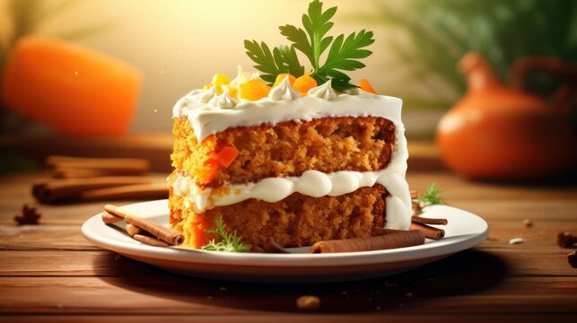 Celebratory image capturing the spirit of National Carrot Cake Day with an appealing carrot cake display.