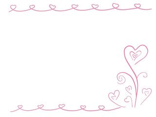 Fototapeta na wymiar Pink frame with heart-shaped elements. Valentine`s day design on transparent background. For cards/banners/presentations.