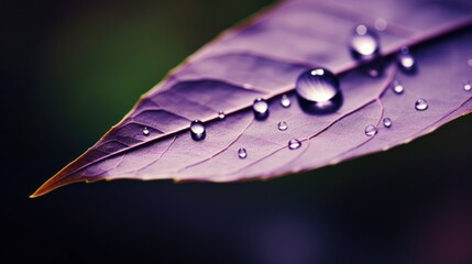 A close up of a purple leaf with water droplets on it, AI - Powered by Adobe