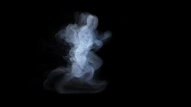 Running man - smoke or ghost apparition - isolated on black background with mask pass, VFX element, 4K Pro Res, 60fps