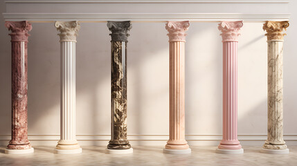 Marble columns are delicate colors - obrazy, fototapety, plakaty
