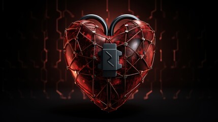 An image portraying love as a guarded and esteemed emotion, featuring a heart secured with a protective padlock.
