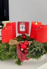 christmas decoration with candle and decorations