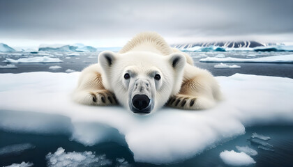 Ours polaire sur un Iceberg à la dérive - obrazy, fototapety, plakaty